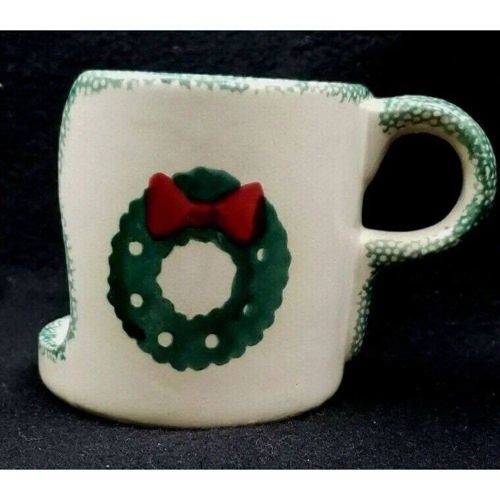 VTG Hermitage Pottery Loomco Chamber Lamp Candle Holder Ceramic Christmas Wreath